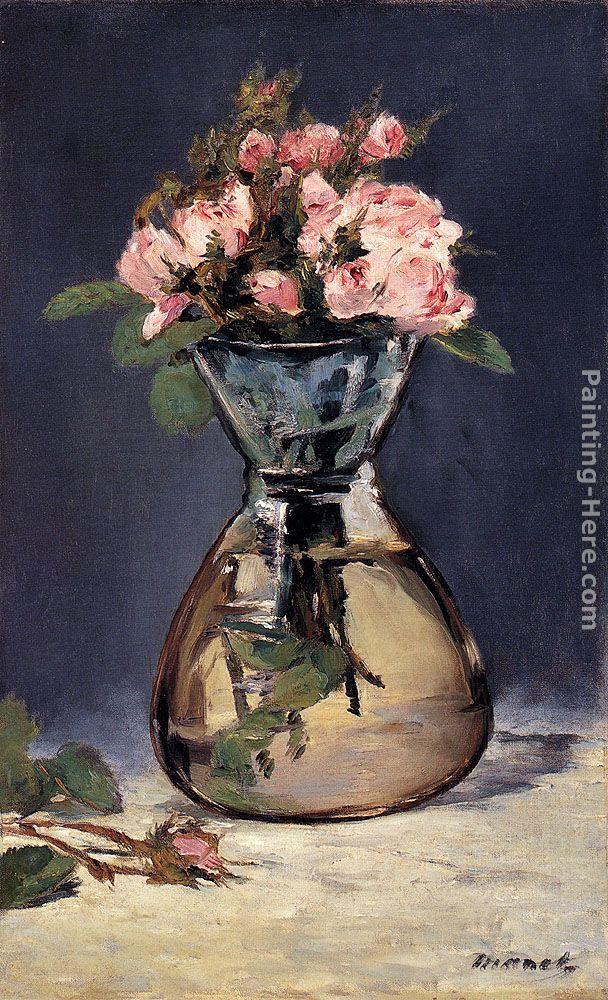 Eduard Manet Moss Roses In A Vase